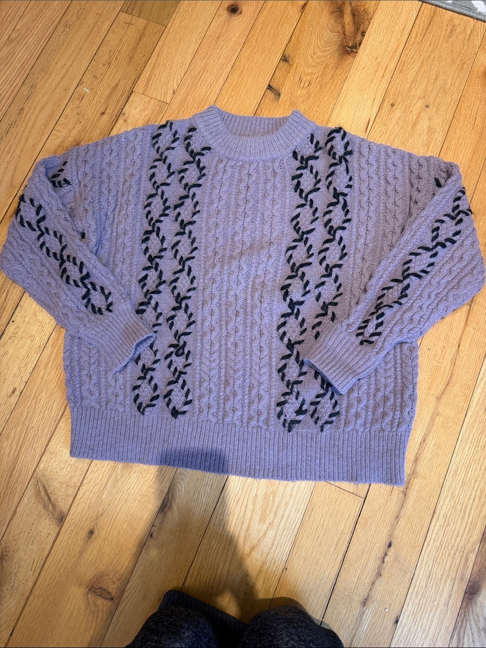 Promesa Women’s Purple Cable Knit Sweater with Black Detailing S/M - C51-051